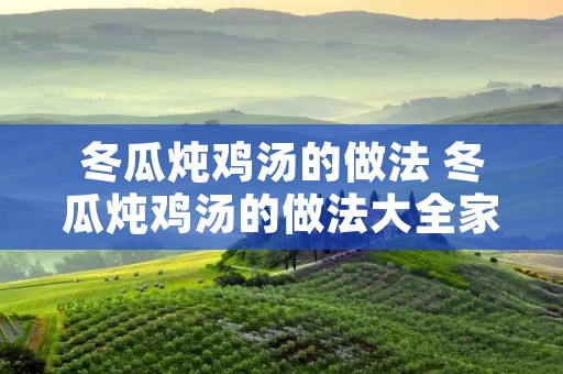 冬瓜炖鸡汤的做法 冬瓜炖鸡汤的做法大全家常