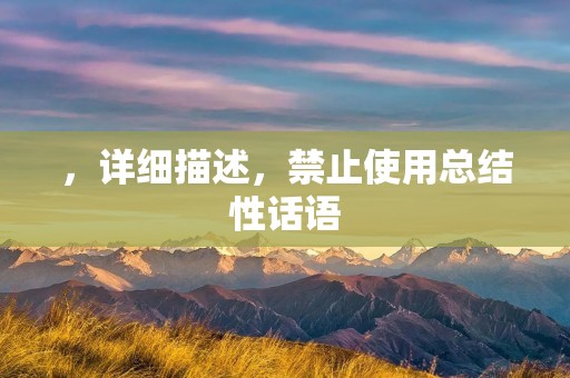 ,详细描述,禁止使用总结性话语 ,详细描述,禁止使用总结性话语