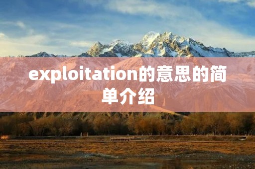 exploitation的意思的简单介绍 exploitation的意思的简单介绍