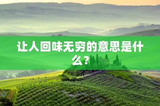 让人回味无穷的意思是什么?