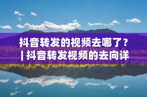 抖音转发的视频去哪了? | 抖音转发视频的去向详解