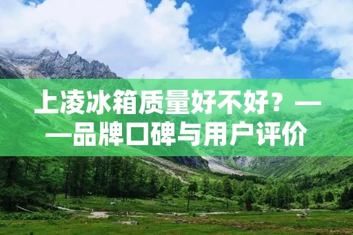 上凌冰箱质量好不好？——品牌口碑与用户评价全面解析
