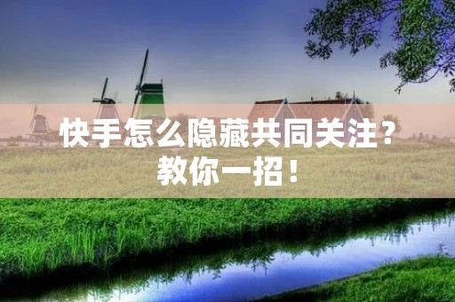 快手怎么隐藏共同关注?教你一招!