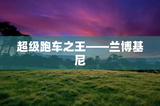 超级跑车之王——兰博基尼 超级跑车之王——兰博基尼