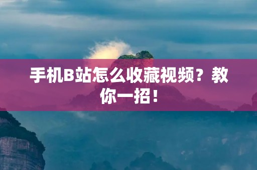 手机B站怎么收藏视频?教你一招!