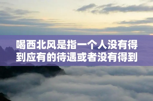 喝西北风是指一个人没有得到应有的待遇或者没有得到该有的东西,而处于一种无望的状态。这个词汇在中国汉语中非常常见,尤其是在西北地区,因为那里的气候条件非常苛刻,人们必须要有足够的准备才能生存下去。 喝西北风是指一个人没有得到应有的待遇或者没有得到该有的东西,而处于一种无望的状态。这个词汇在中国汉语中非常常见,尤其是在西北地区,因为那里的气候条件非常苛刻,人们必须要有足够的准备才能生存下去。