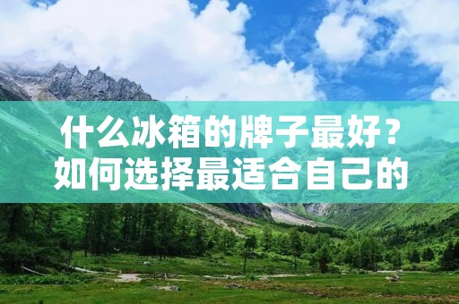 什么冰箱的牌子最好?如何选择最适合自己的冰箱? 什么冰箱的牌子最好?如何选择最适合自己的冰箱?