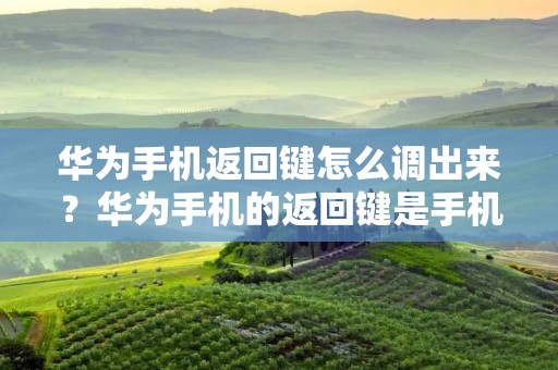 华为手机返回键怎么调出来?华为手机的返回键是手机操作中最常用的按键之一,但是有时候会出现返回键不见了的情况,这时候该怎么办呢?今天,我们就来详细介绍一下华为手机返回键怎么调出来。