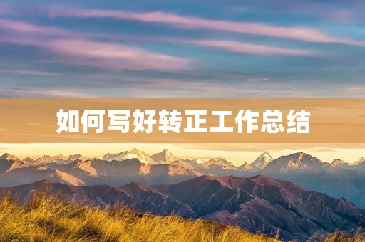 如何写好转正工作总结