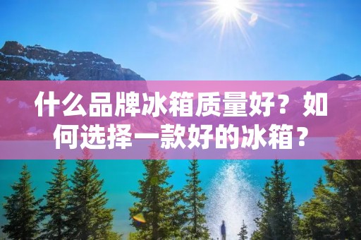 什么品牌冰箱质量好？如何选择一款好的冰箱？