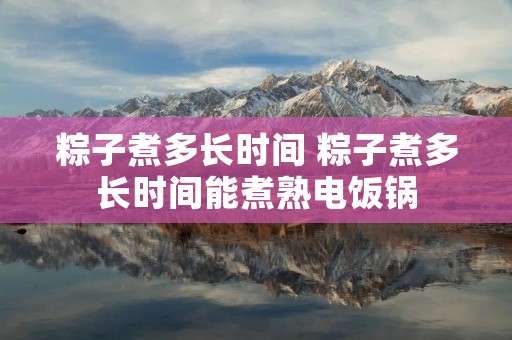 粽子煮多长时间 粽子煮多长时间能煮熟电饭锅