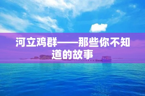 河立鸡群——那些你不知道的故事