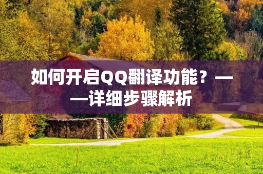 如何开启QQ翻译功能？——详细步骤解析