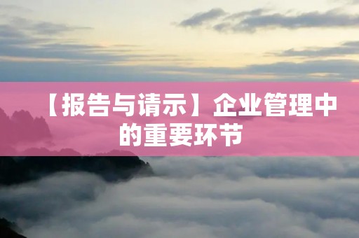 【报告与请示】企业管理中的重要环节