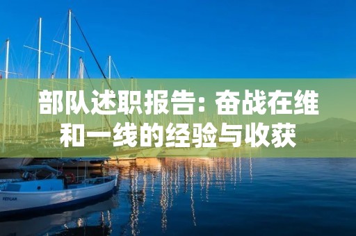 部队述职报告: 奋战在维和一线的经验与收获
