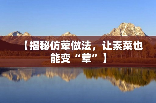 【揭秘仿荤做法，让素菜也能变“荤”】