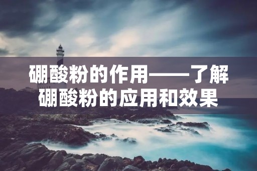 硼酸粉的作用——了解硼酸粉的应用和效果