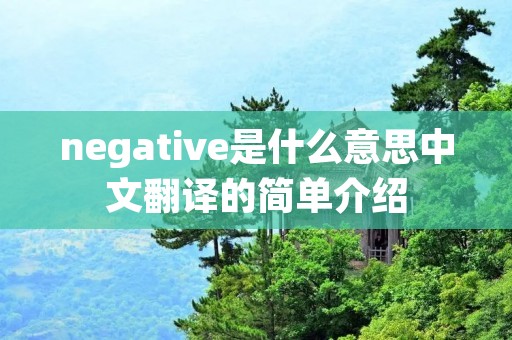 negative是什么意思中文翻译的简单介绍 negative是什么意思中文翻译的简单介绍