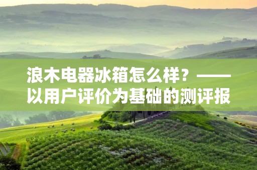 浪木电器冰箱怎么样？——以用户评价为基础的测评报告