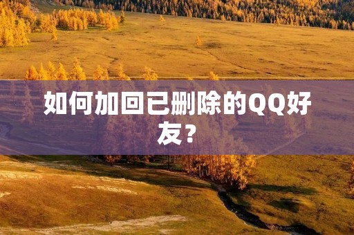 如何加回已删除的QQ好友? 如何加回已删除的QQ好友?