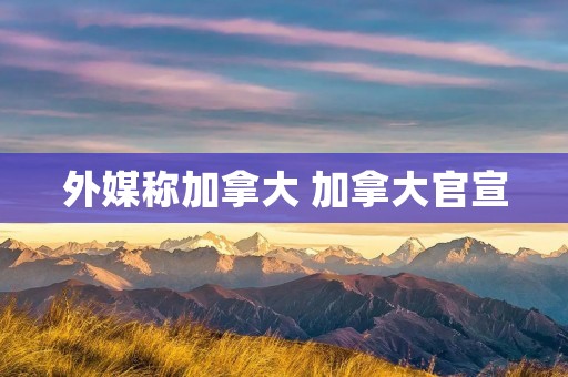 外媒称加拿大 加拿大官宣 外媒称加拿大 加拿大官宣