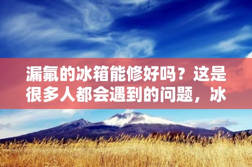 漏氟的冰箱能修好吗？这是很多人都会遇到的问题，冰箱漏氟会导致制冷效果下降，食品和饮料储存也会受到影响，甚至会出现异味等问题。所以，很多人会想要寻找一种有效的解决方法。那么，当我们的冰箱出现漏氟的情况时，我们应该怎么办呢？