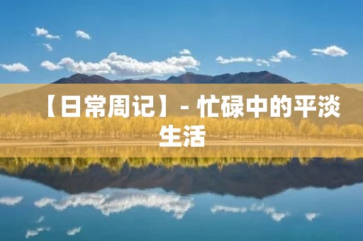 【日常周记】- 忙碌中的平淡生活