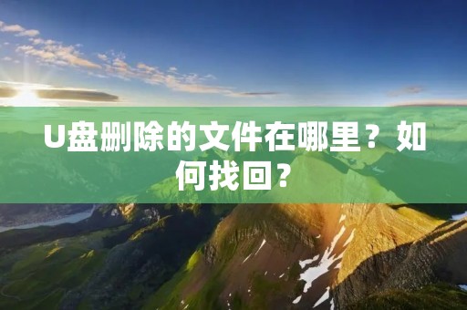 U盘删除的文件在哪里?如何找回?