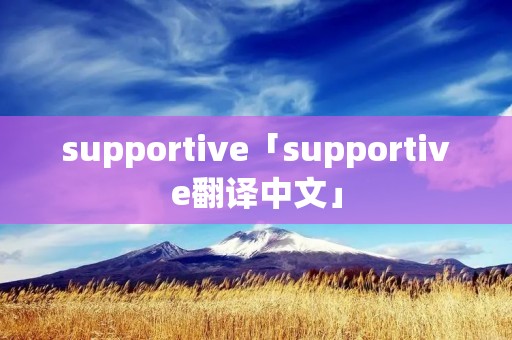supportive「supportive翻译中文」