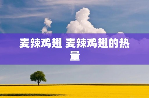 麦辣鸡翅 麦辣鸡翅的热量