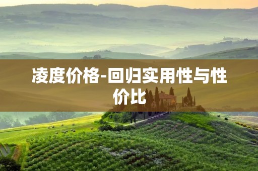 凌度价格-回归实用性与性价比