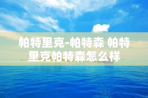 帕特里克-帕特森 帕特里克帕特森怎么样