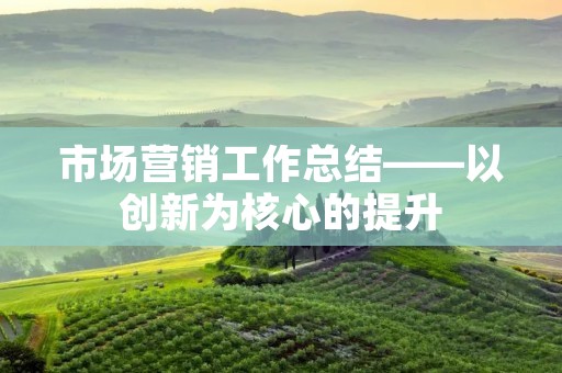 市场营销工作总结——以创新为核心的提升