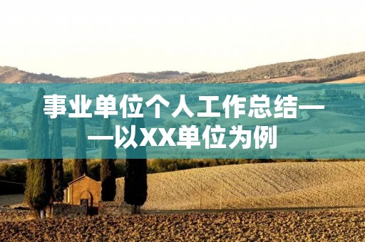 事业单位个人工作总结——以XX单位为例