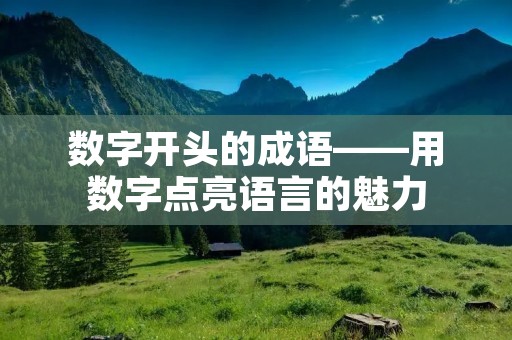 数字开头的成语——用数字点亮语言的魅力