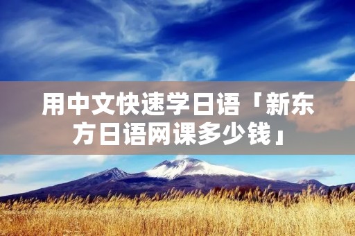 用中文快速学日语「新东方日语网课多少钱」 用中文快速学日语「新东方日语网课多少钱」
