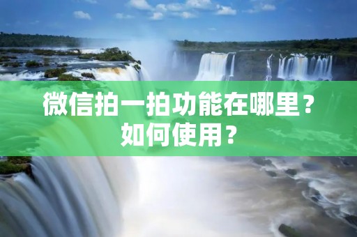微信拍一拍功能在哪里?如何使用?