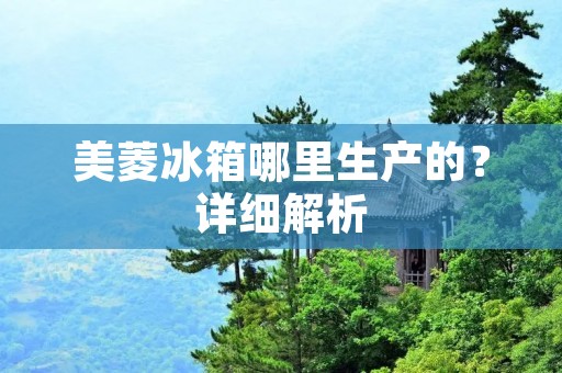美菱冰箱哪里生产的？详细解析