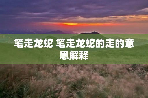笔走龙蛇 笔走龙蛇的走的意思解释 笔走龙蛇 笔走龙蛇的走的意思解释