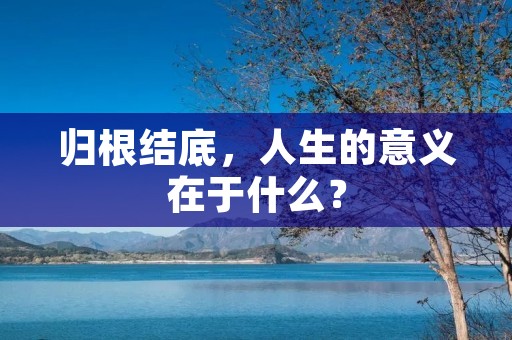 归根结底,人生的意义在于什么? 归根结底,人生的意义在于什么?