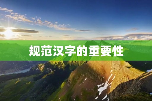 规范汉字的重要性 规范汉字的重要性