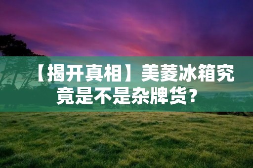 【揭开真相】美菱冰箱究竟是不是杂牌货? 【揭开真相】美菱冰箱究竟是不是杂牌货?