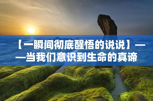 【一瞬间彻底醒悟的说说】——当我们意识到生命的真谛