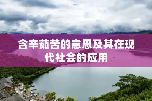含辛茹苦的意思及其在现代社会的应用