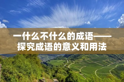 一什么不什么的成语——探究成语的意义和用法
