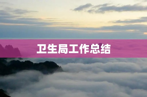 卫生局工作总结:以人民健康为中心