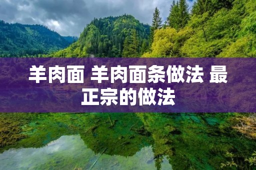 羊肉面 羊肉面条做法 最正宗的做法