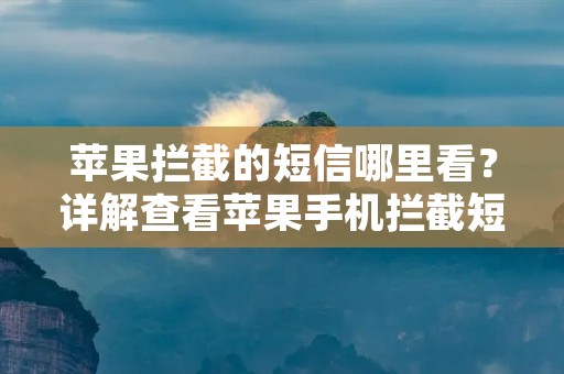苹果拦截的短信哪里看?详解查看苹果手机拦截短信的方法