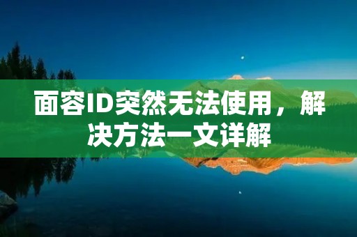 面容ID突然无法使用,解决方法一文详解
