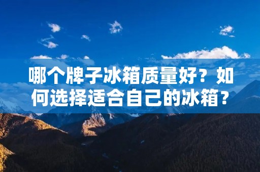 哪个牌子冰箱质量好？如何选择适合自己的冰箱？